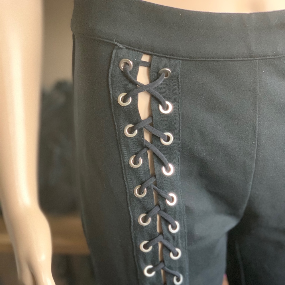Black Lace Up Pants